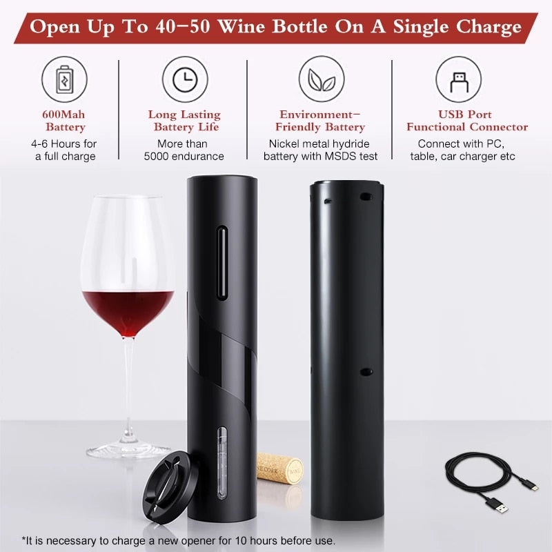 Upgraded-Quntis Electric Corkscrew Wine Bottle Opener with Foil Cutter  Rechargeable | quntis-service